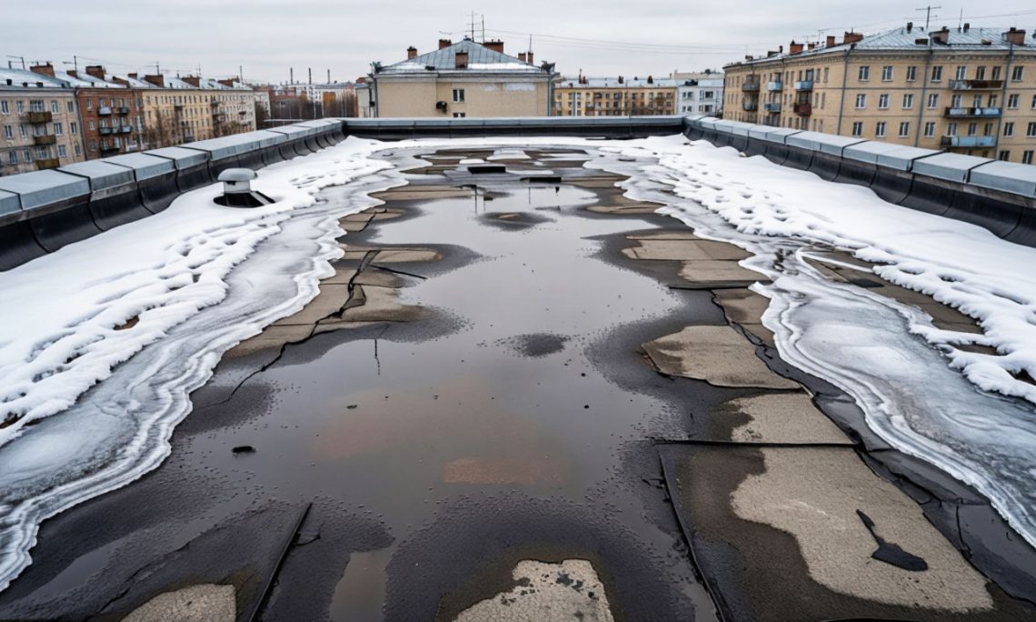 Почему после зимы в Москве текут плоские крыши